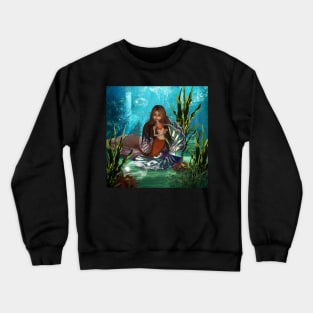 Cute mermaid in the deep ocean Crewneck Sweatshirt